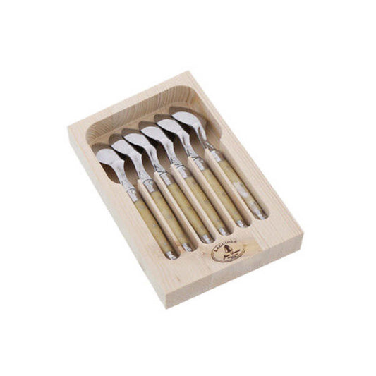 JEAN DUBOST LAGUIOLE 6 FAUX HORN COFFEE SPOONS