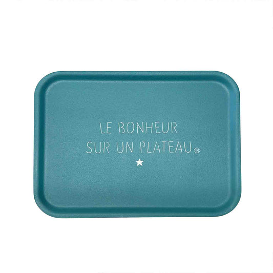 "LE BONHEUR SUR UN PLATEAU" CORK TRAY BLUE